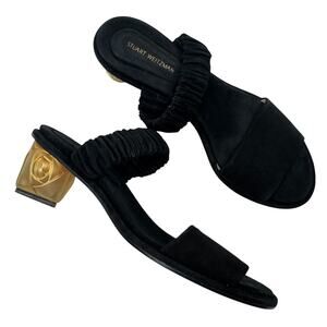 Stuart Weitzman Suede Slides with Sculptural Rose Heel